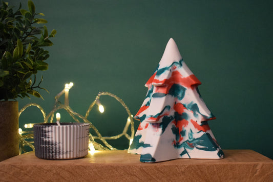 Large Red, White & Green Christmas Tree